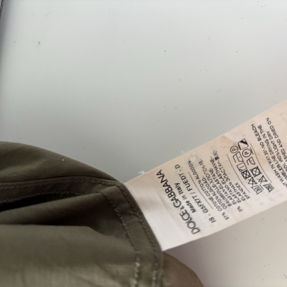 Dolce & Gabbana Military Shirt Long Sleeve Green Men's Sz 44 Authentic - Picture 9 of 9